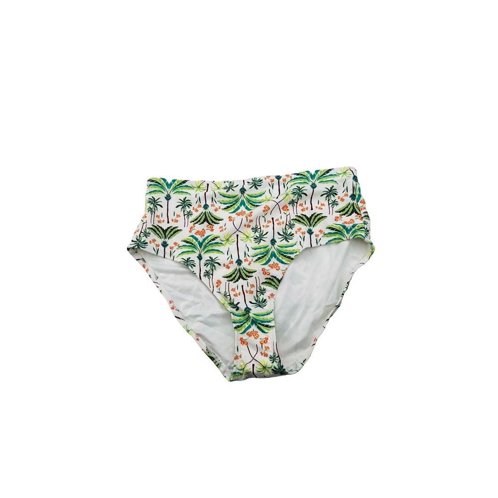 Old Navy Womens Bikini Bottom White Green Floral Stretch Elastic Waist h…